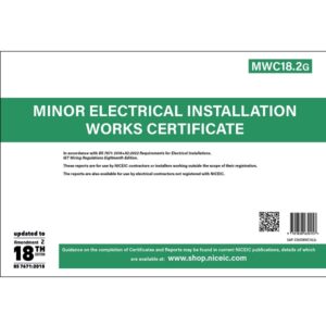 Minor Electrical Installation Works Certificate - CNICMWC18_2G