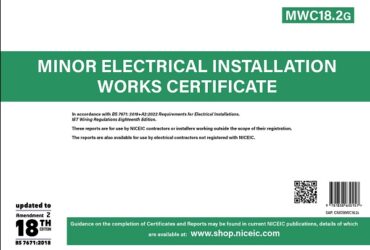 Minor Electrical Installation Works Certificate - CNICMWC18_2G